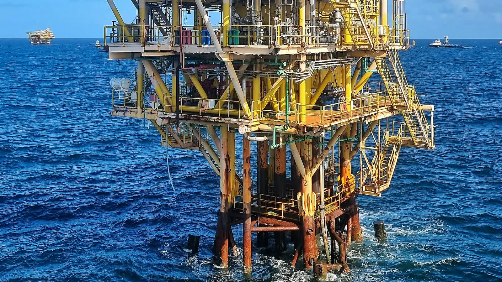 Offshore production platform at sea