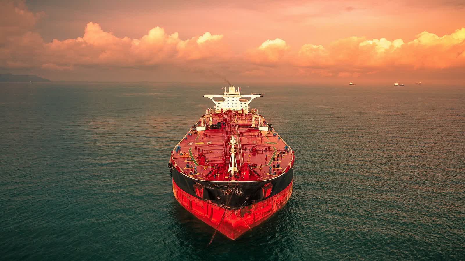 Product tanker under way in open water